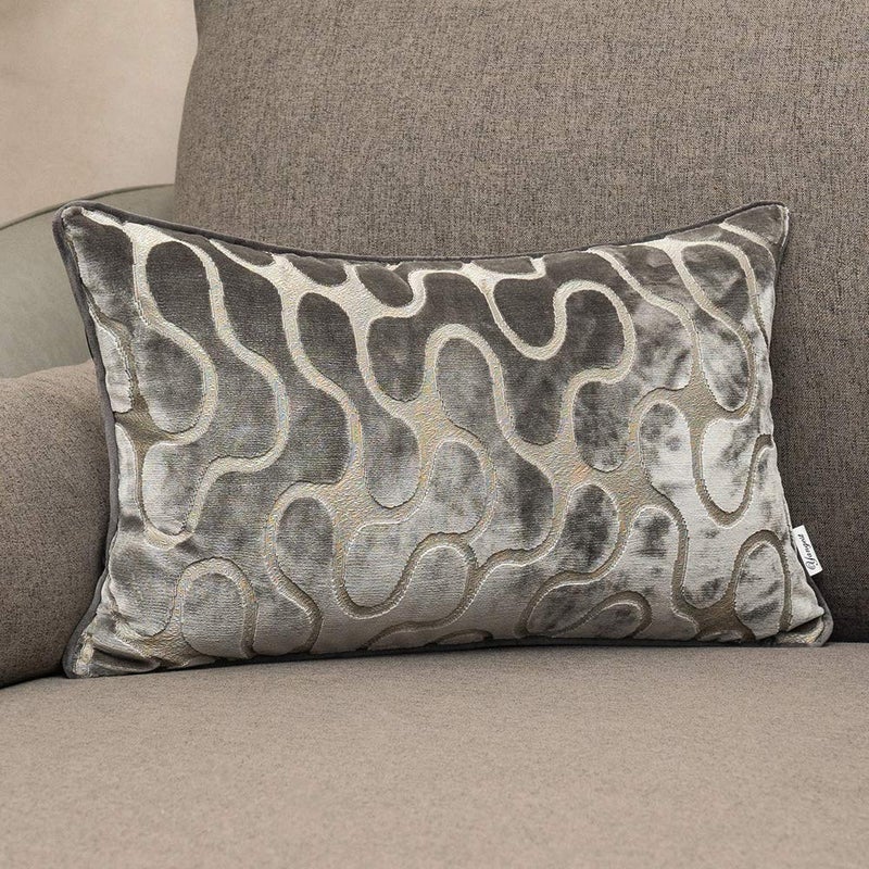 Yangest Silver Grey Throw Pillow Cover Wavy Cushion Cover Modern Zippered Rectangular Pillowcase for Sofa Couch Bedroom Living Room Home Decorative, 12x20 Inch - Image 1